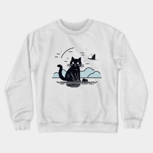 Paws & Elegance, Purring Happy Cat Crewneck Sweatshirt